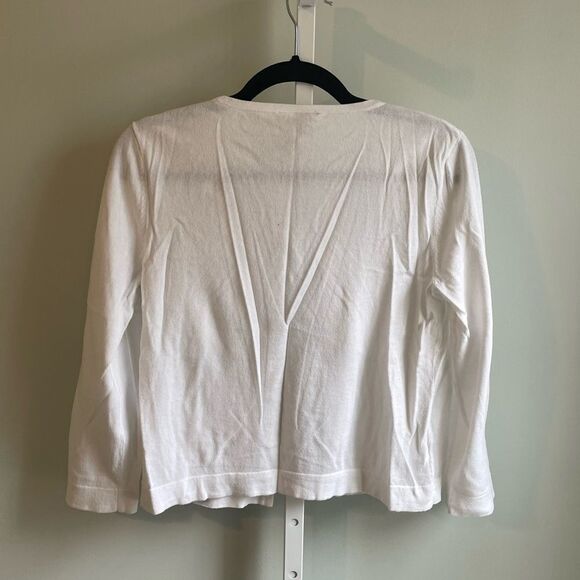 Loft White Cardigan with Gold Embroidered Flower Detail - Picture 3 of 3